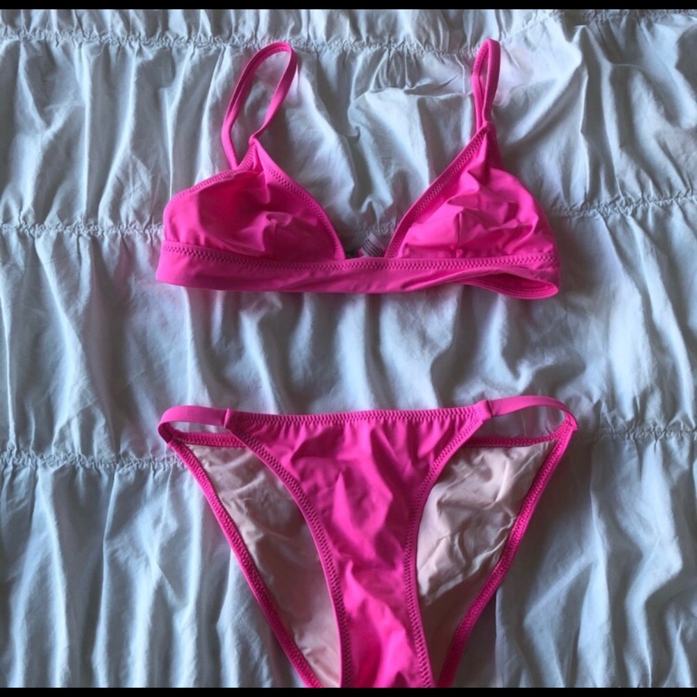 Solid and Striped pink bikini